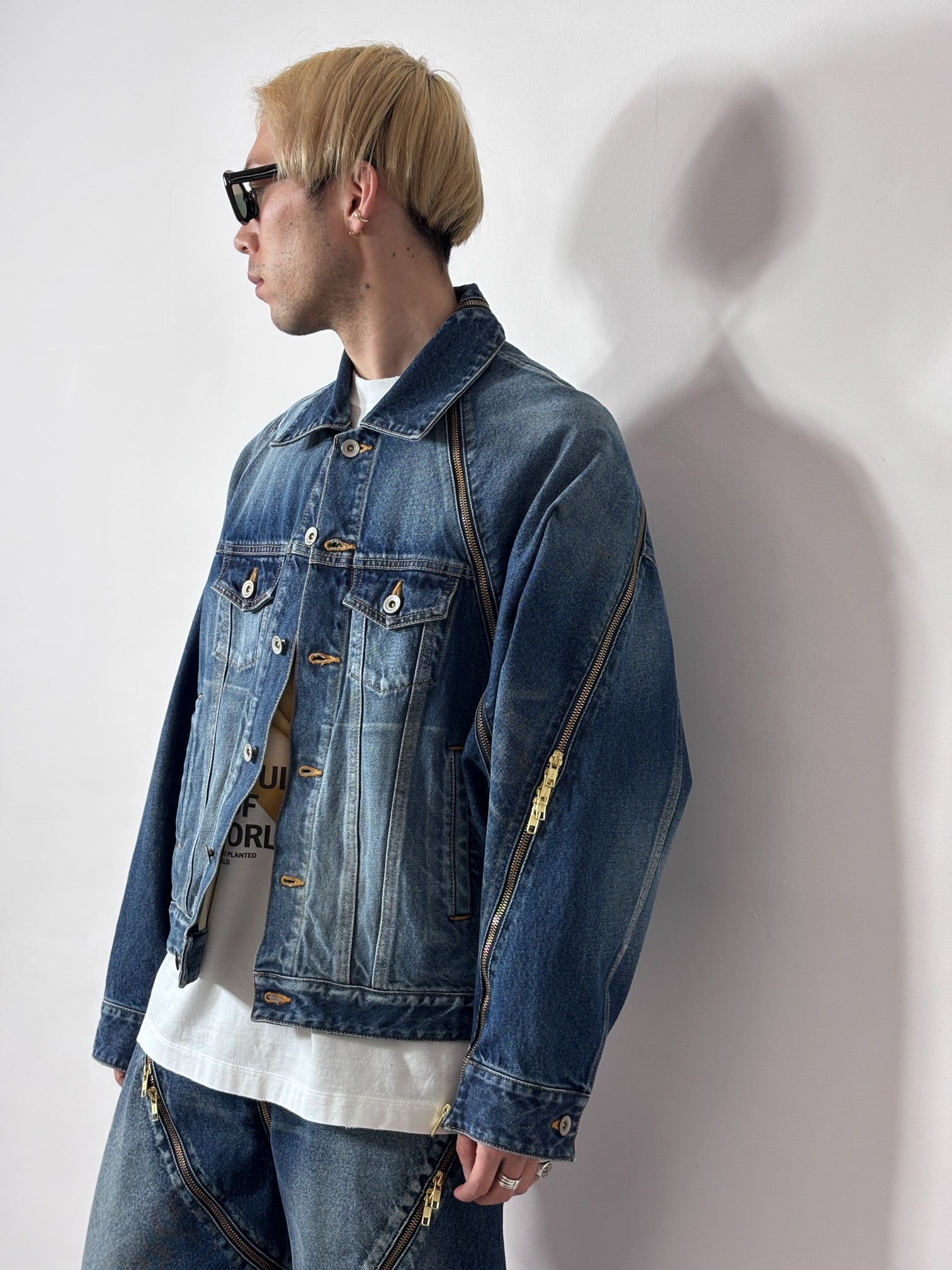 doublet / FILLETED ZIP DENIM JACKET (INDIGO)