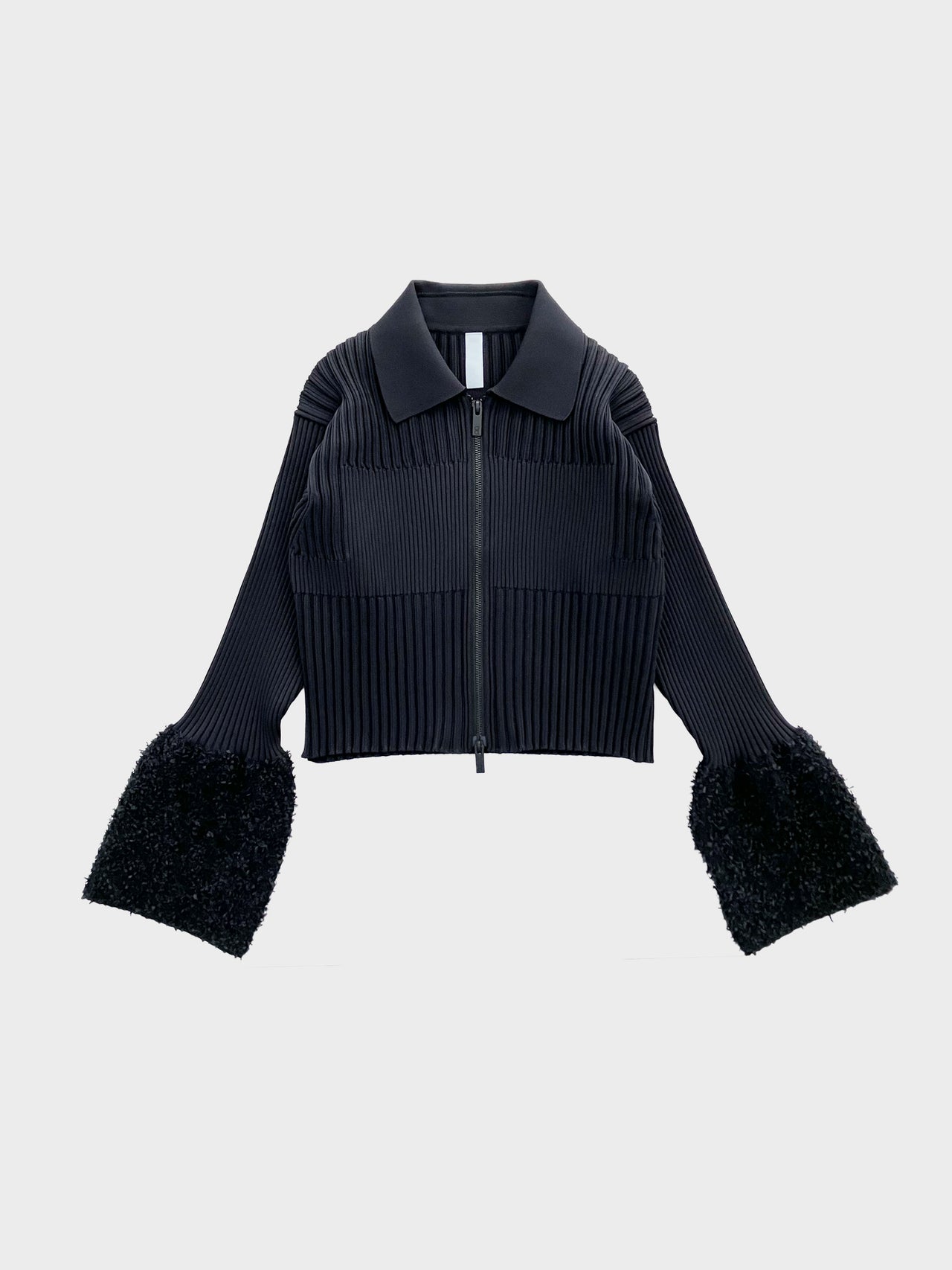 CFCL / FLUTED REEF CROPPED ZIP SHIRT CARDIGAN (BLACK)