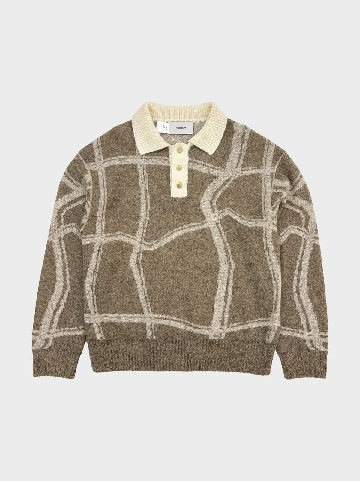 YUTASETOGAWA / FULLING KID MOHAIR KNIT POLO (BEIGE)