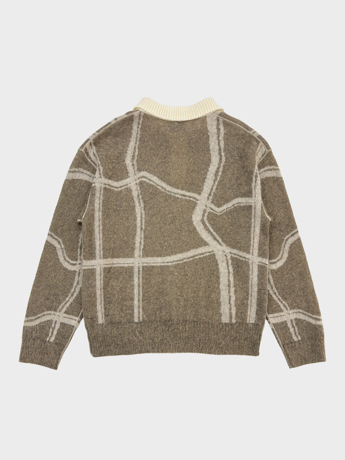 YUTASETOGAWA / FULLING KID MOHAIR KNIT POLO (BEIGE)