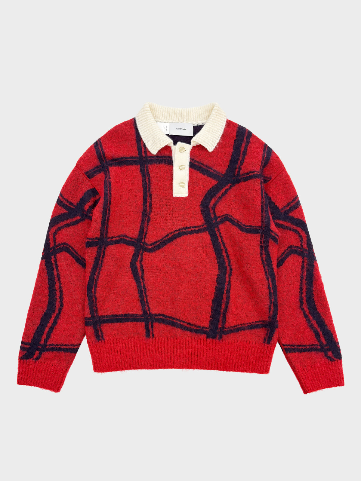 YUTASETOGAWA / FULLING KID MOHAIR KNIT POLO (RED)