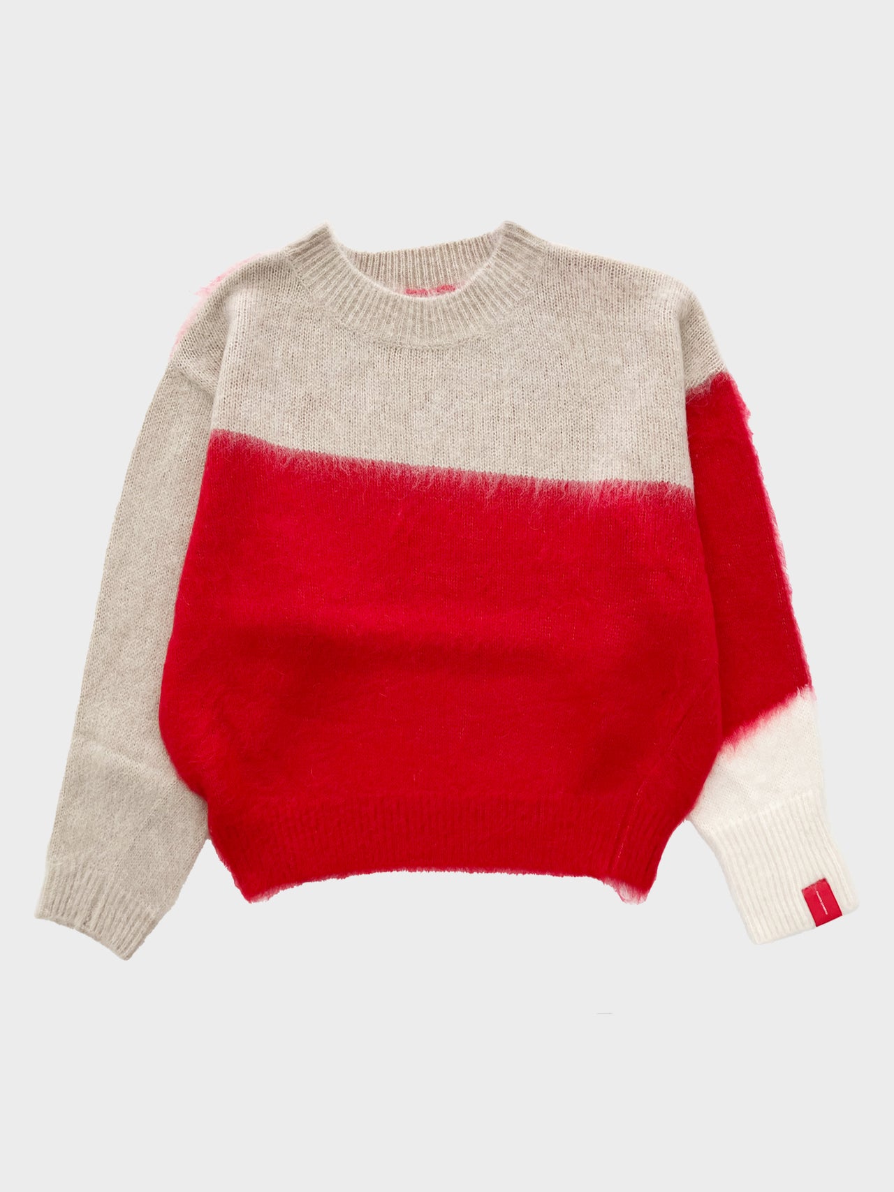 FUMITO GANRYU  / GRAFFITI MOHAIR KNIT (BEIGE × RED)