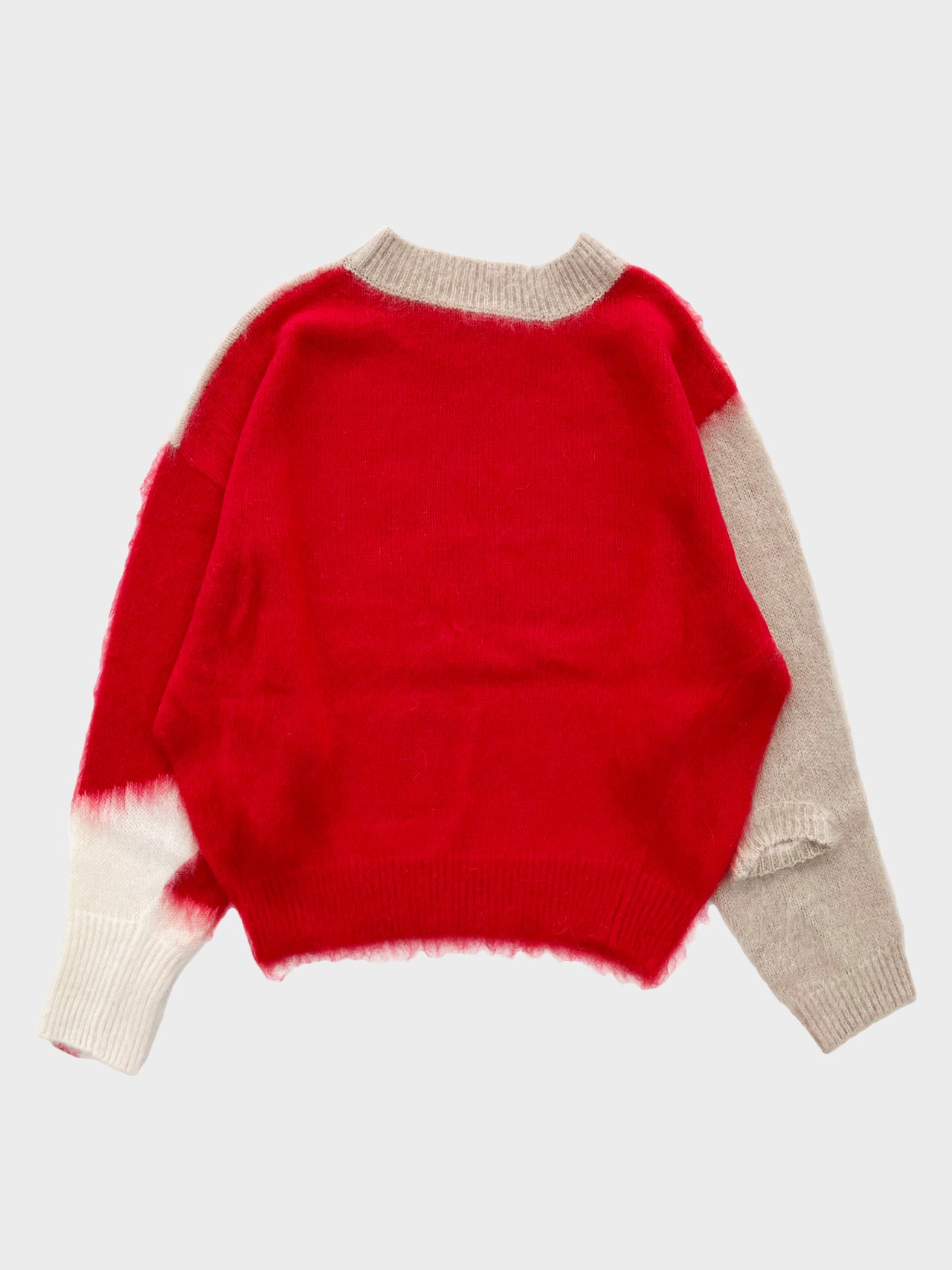 FUMITO GANRYU  / GRAFFITI MOHAIR KNIT (BEIGE × RED)