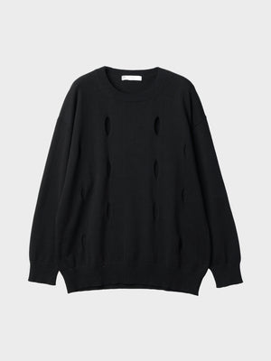 JieDa / HOLE CREW KNIT (BLACK)