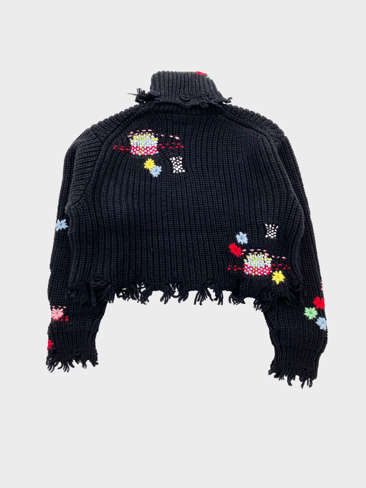 doublet / DARNING CUT OFF KNIT PULLOVER (BLACK)