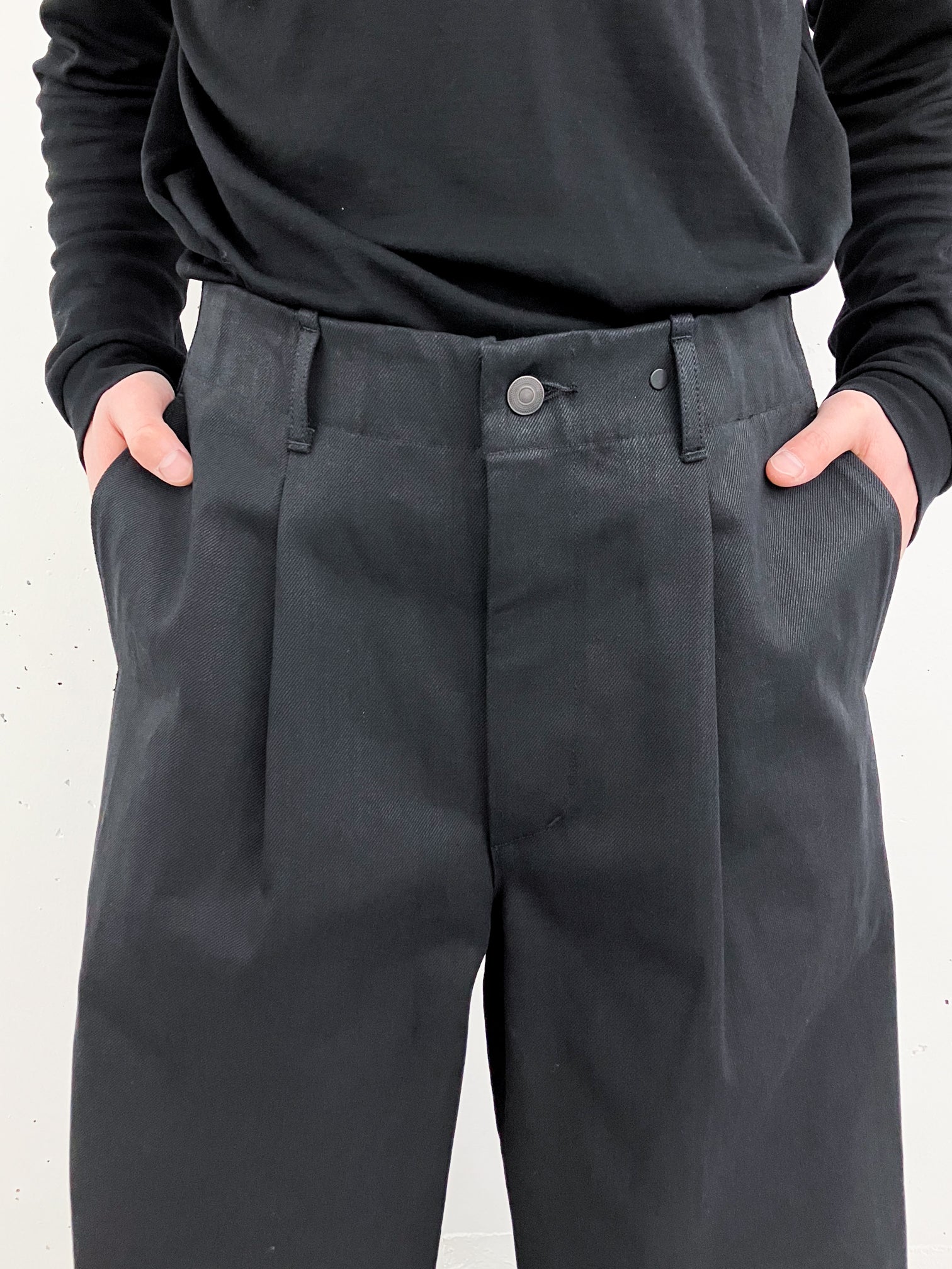 my beautiful landlet / WIDE DENIM PANTS (BLACK)