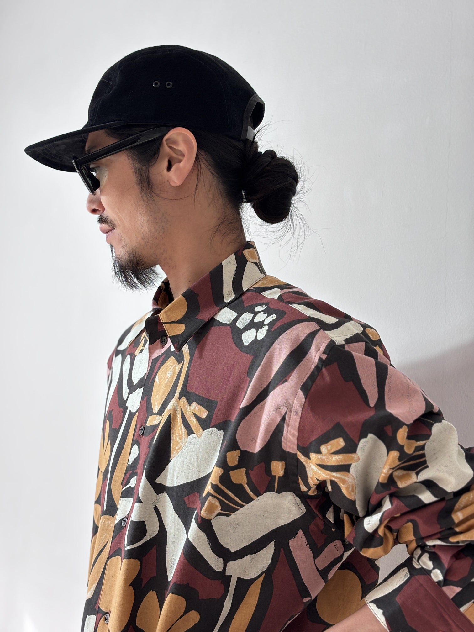 my beautiful landlet / FLORAL PIGMENT PRINT OVERSIZE SHIRT (PINK)