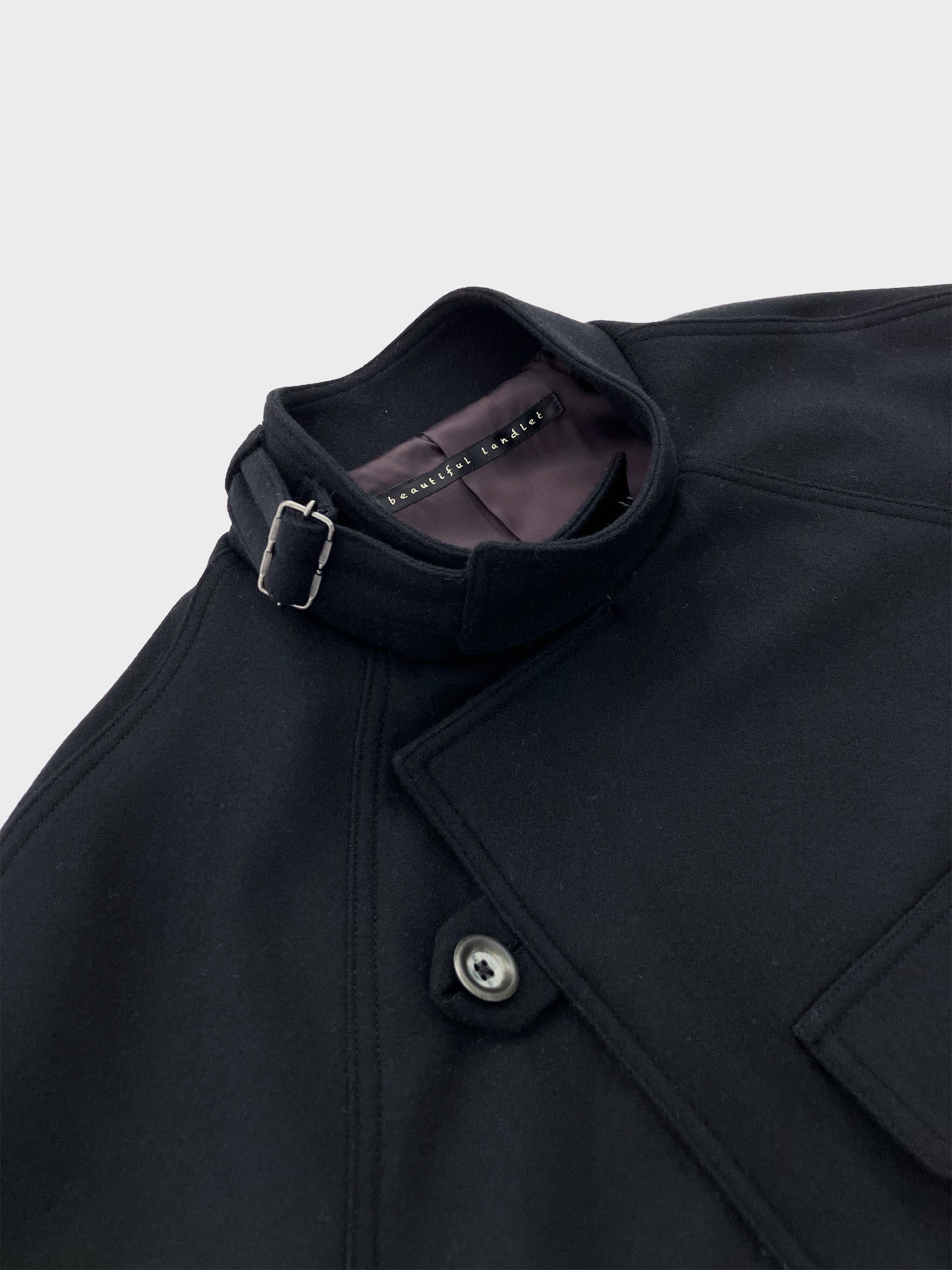 my beautiful landlet / MELTON MOTORCYCLE COAT (BLACK)