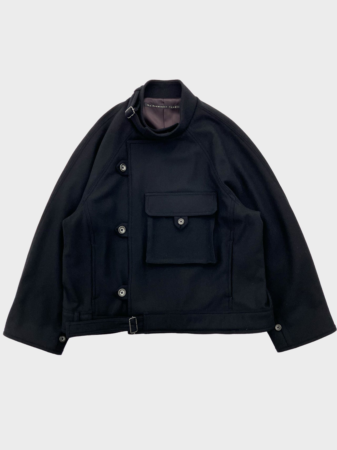 my beautiful landlet / MELTON MOTORCYCLE JACKET (BLACK)