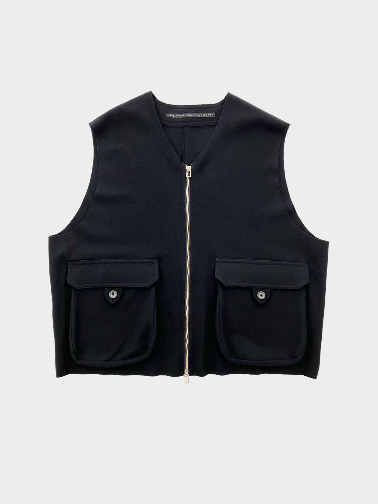 my beautiful landlet / MELTON MOTORCYCLE VEST (BLACK)