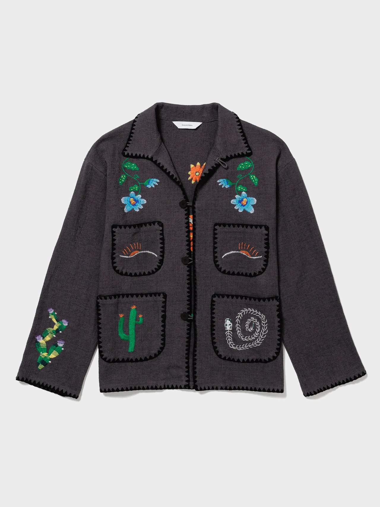 Sasquatchfabrix. / MEXICAN EMBROIDERY JACKET (CHARCOAL)