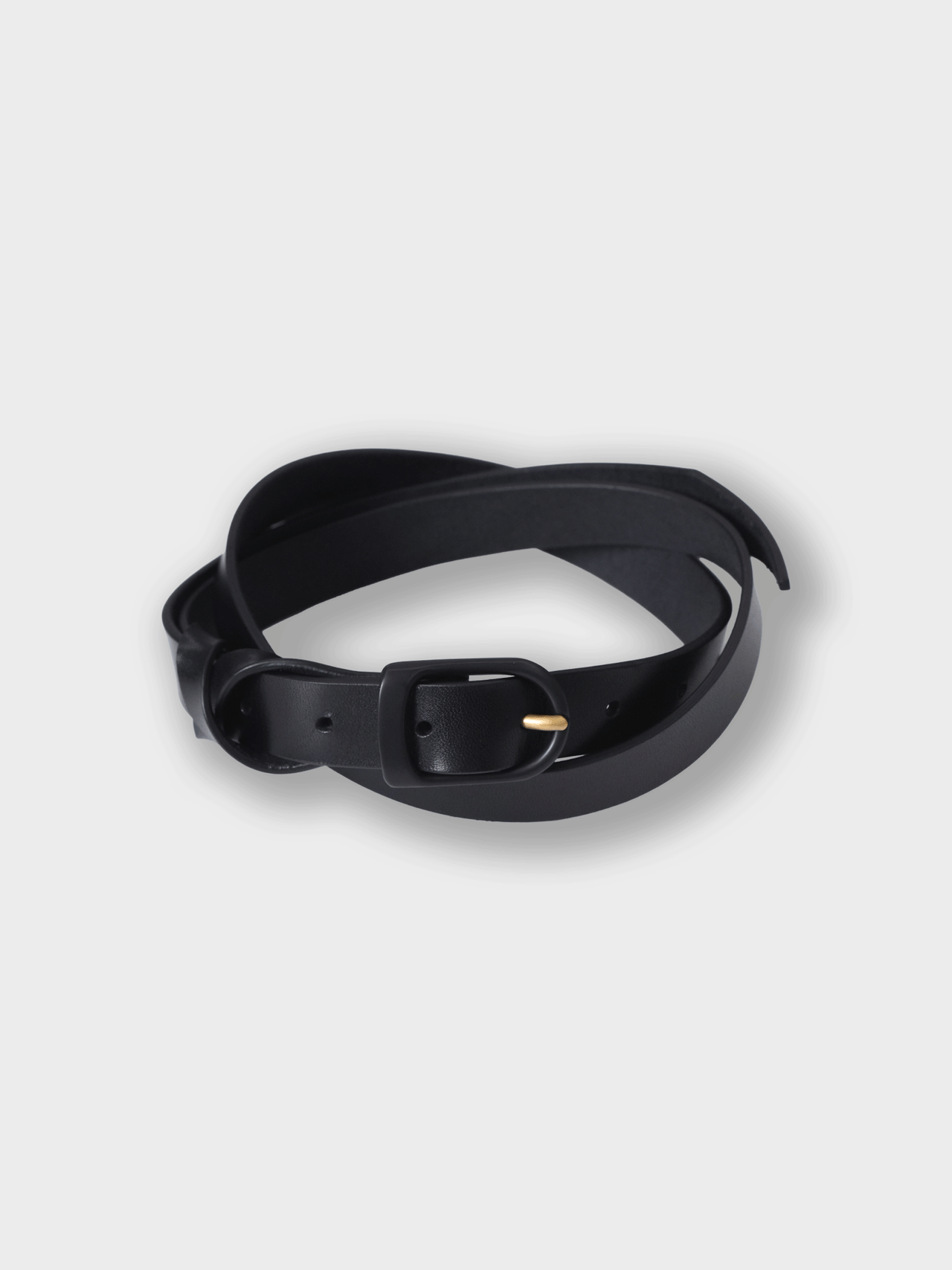 njsjaj / LEATHER BELT (BLACK × GOLD)