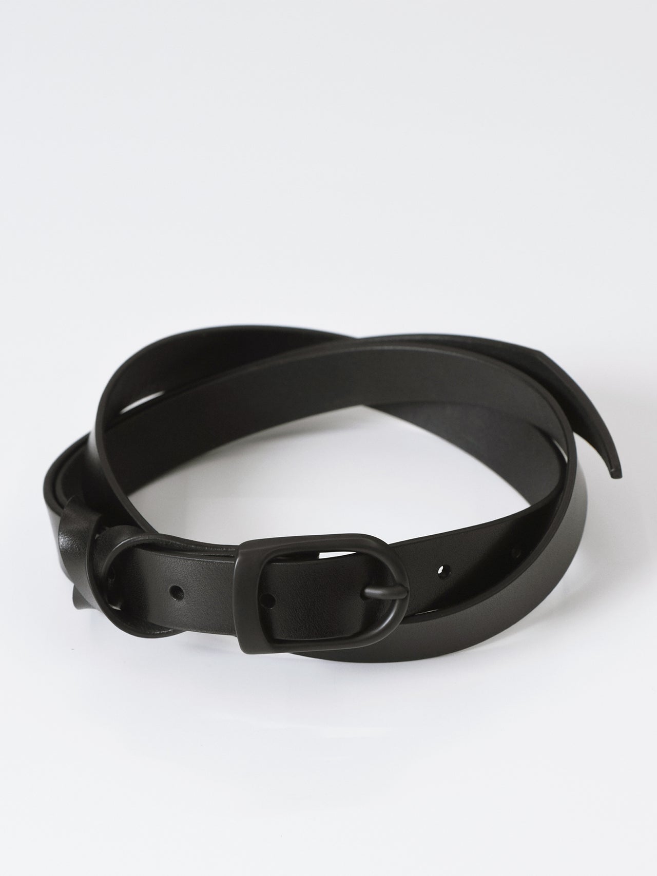 njsjaj / LEATHER BELT (BLACK × BLACK)
