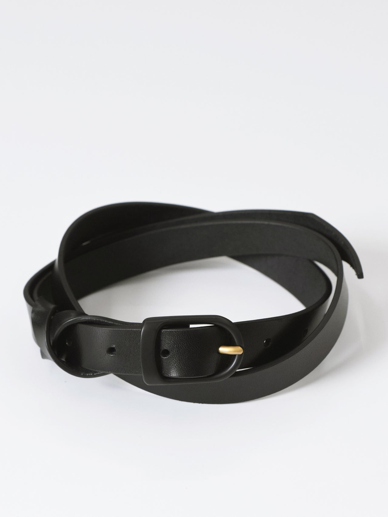 njsjaj / LEATHER BELT (BLACK × GOLD)
