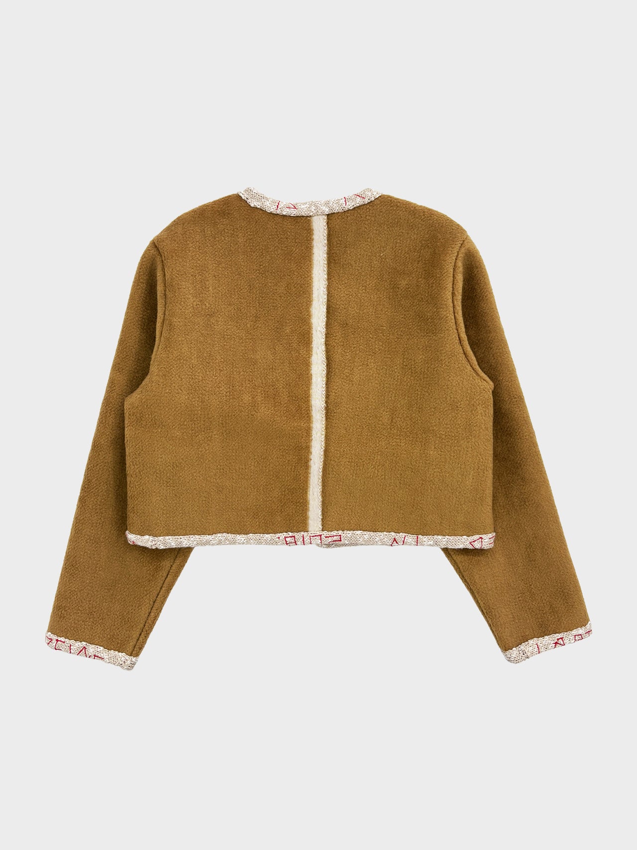 【12月19日(金)販売開始】WRAP × iii3 / NO COLLAR SHORT JACKET (RAG/CAMEL)