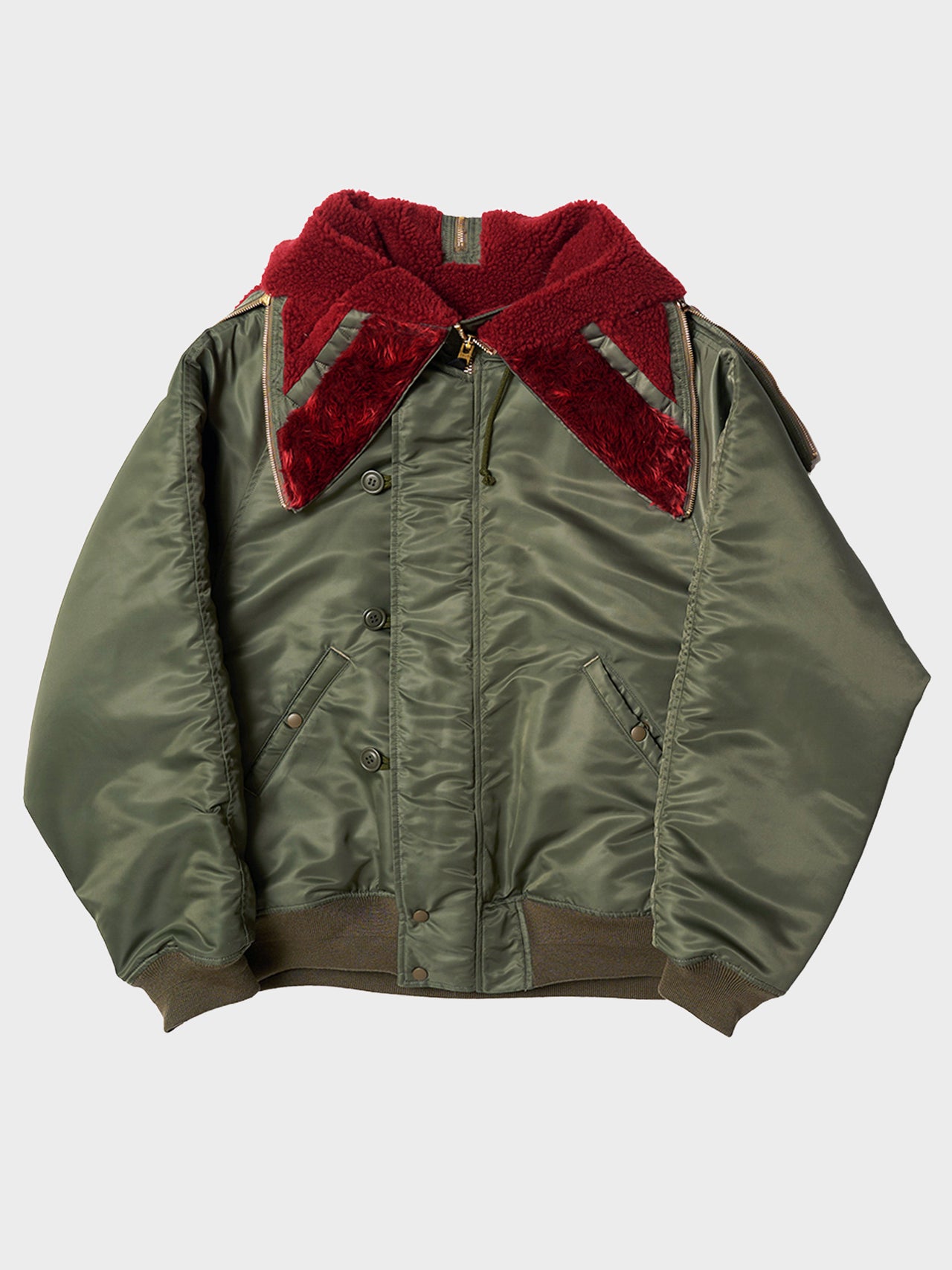 doublet / PETAL MOUTH HOOD BOMBER JACKET (KHAKI)