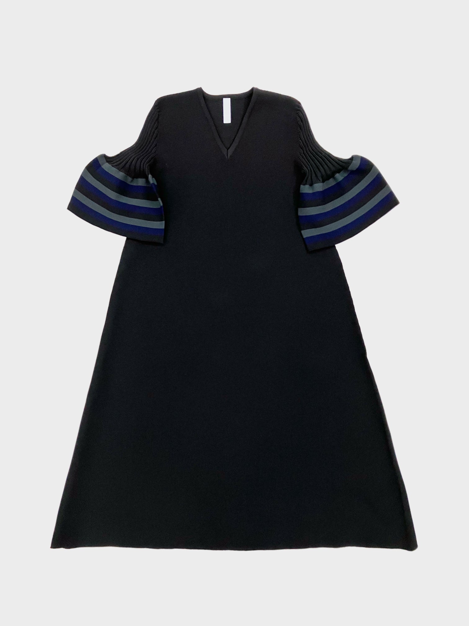 CFCL / POTTERY SHORT BELL SLEEVE FLARE DRESS (BLACK MULTI)