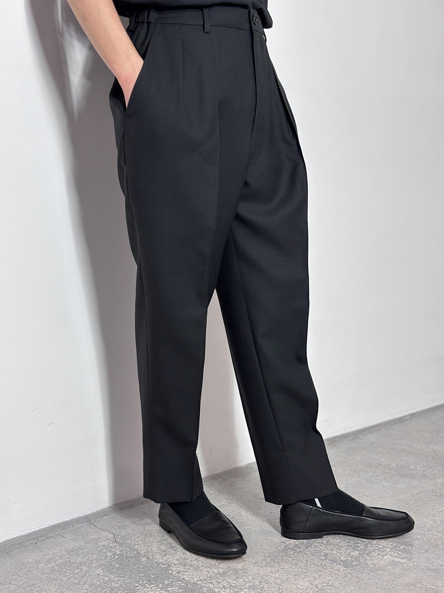 Rainmaker Kyoto シャーリングトラウザー　ブラック RAINMAKER / SHIRRING TROUSERS (BLACK)