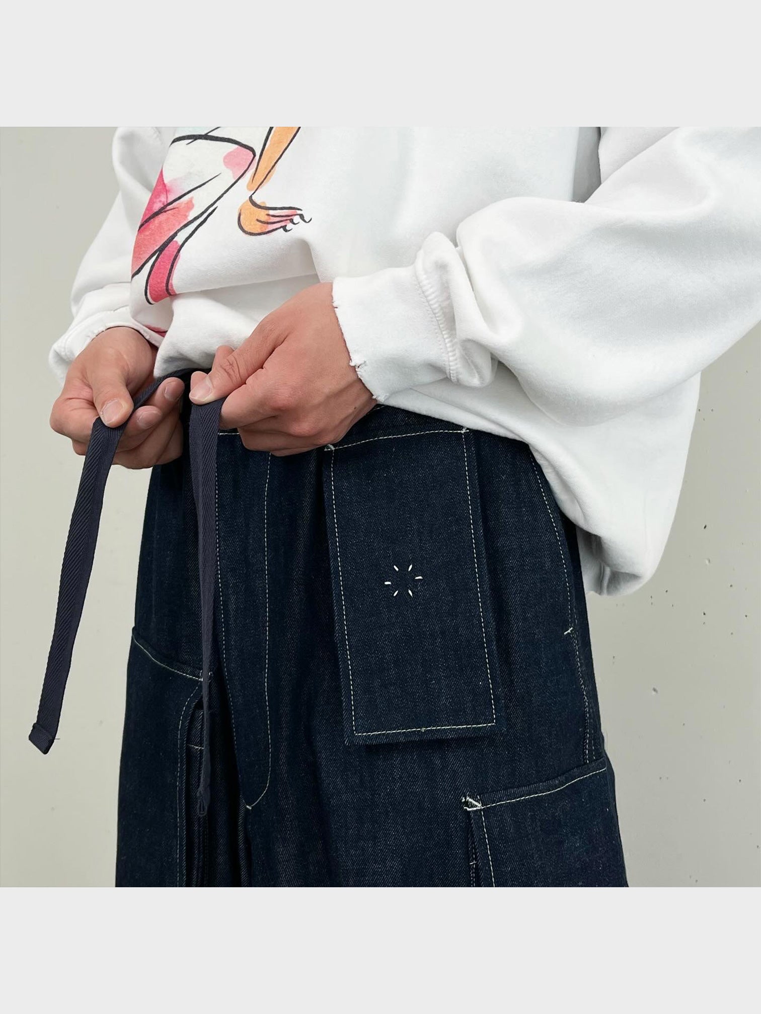 Sasquatchfabrix. / UTILITY FULL FLAP DENIM PANTS (INDIGO NAVY)