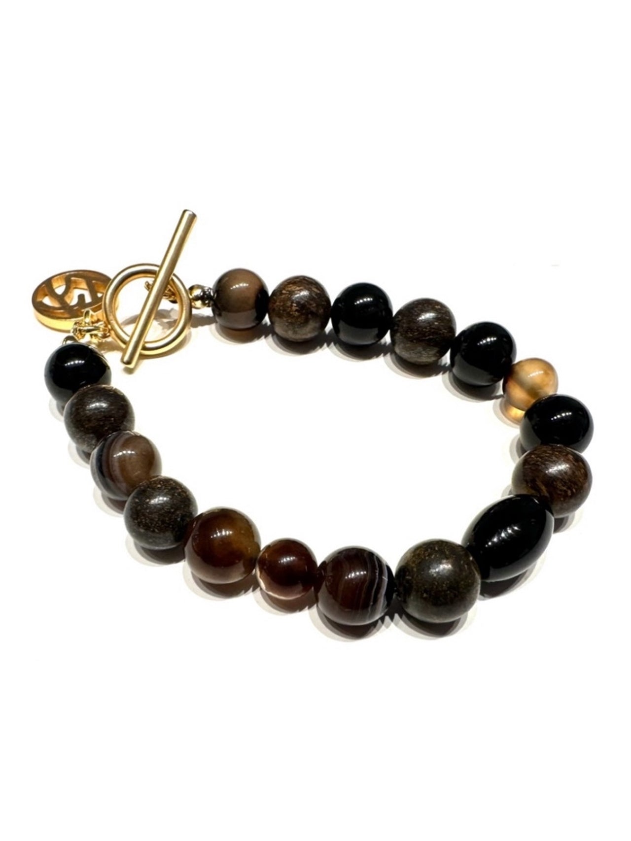 SOSHIOTSUKI / SINGLE JUZU BRACELET (GOLD × BROWN)