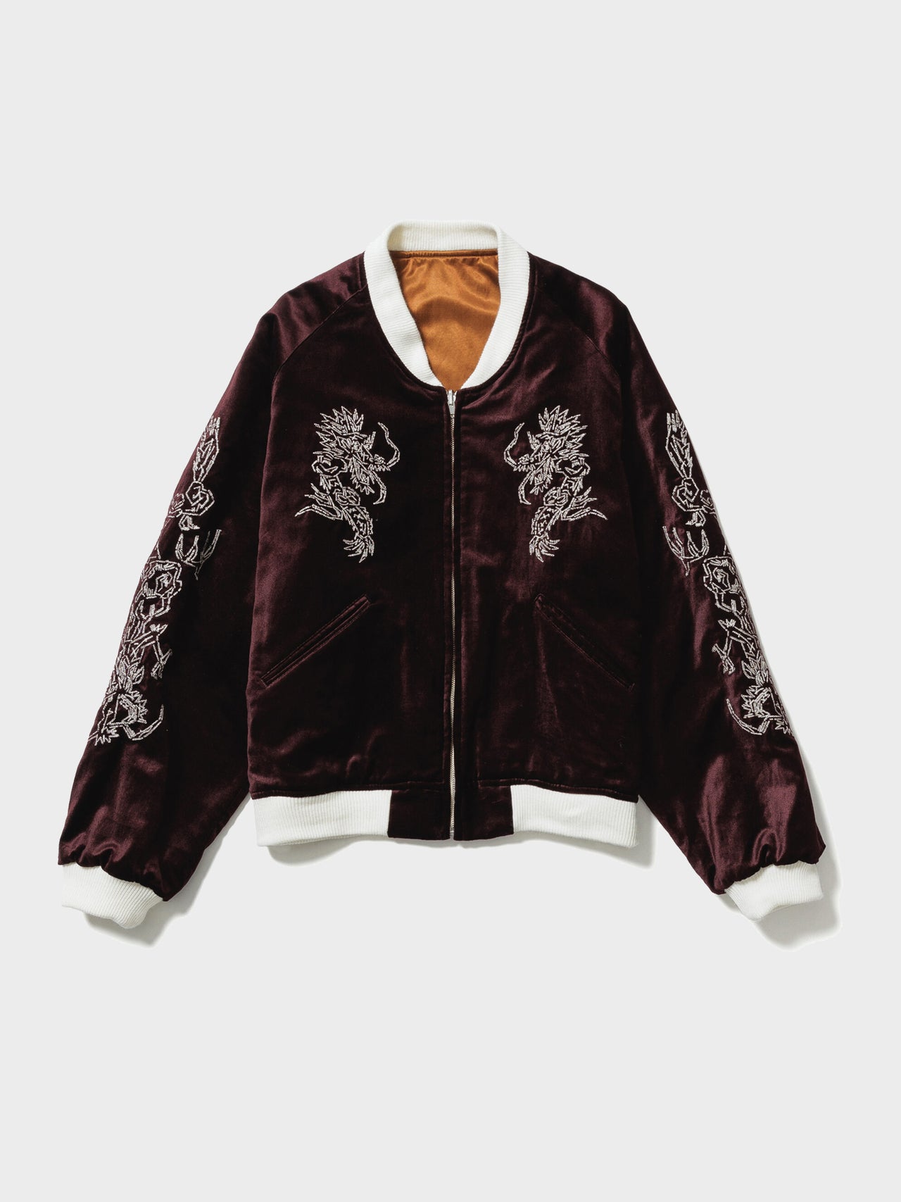 Sasquatchfabrix. / "EASTEND DRAGON" SOUVENIR JACKET (BORDEAUX × BROWN)