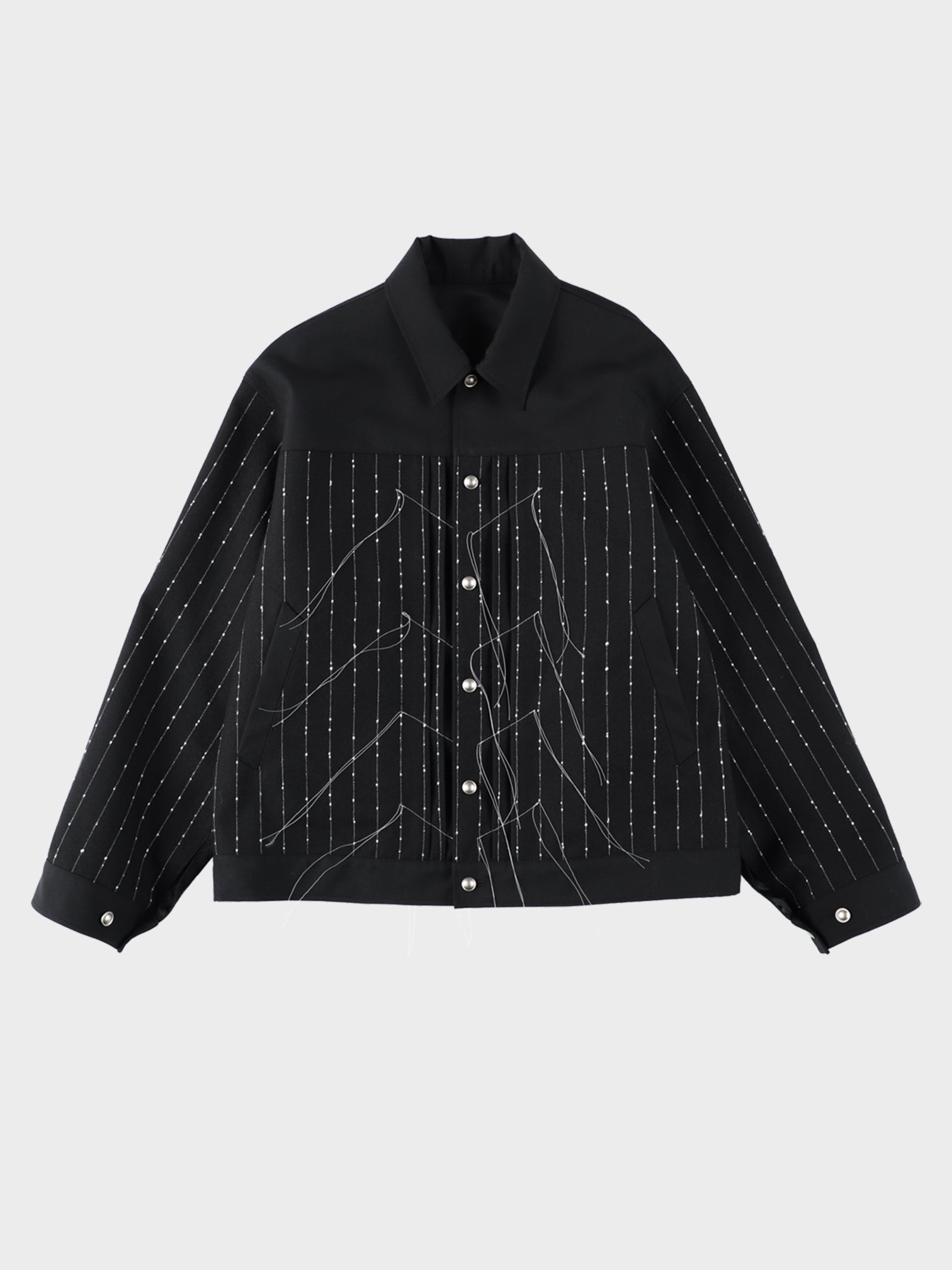 Sulvam / WIDE STRIPE CLASSIC STITCH JACKET (BLACK)