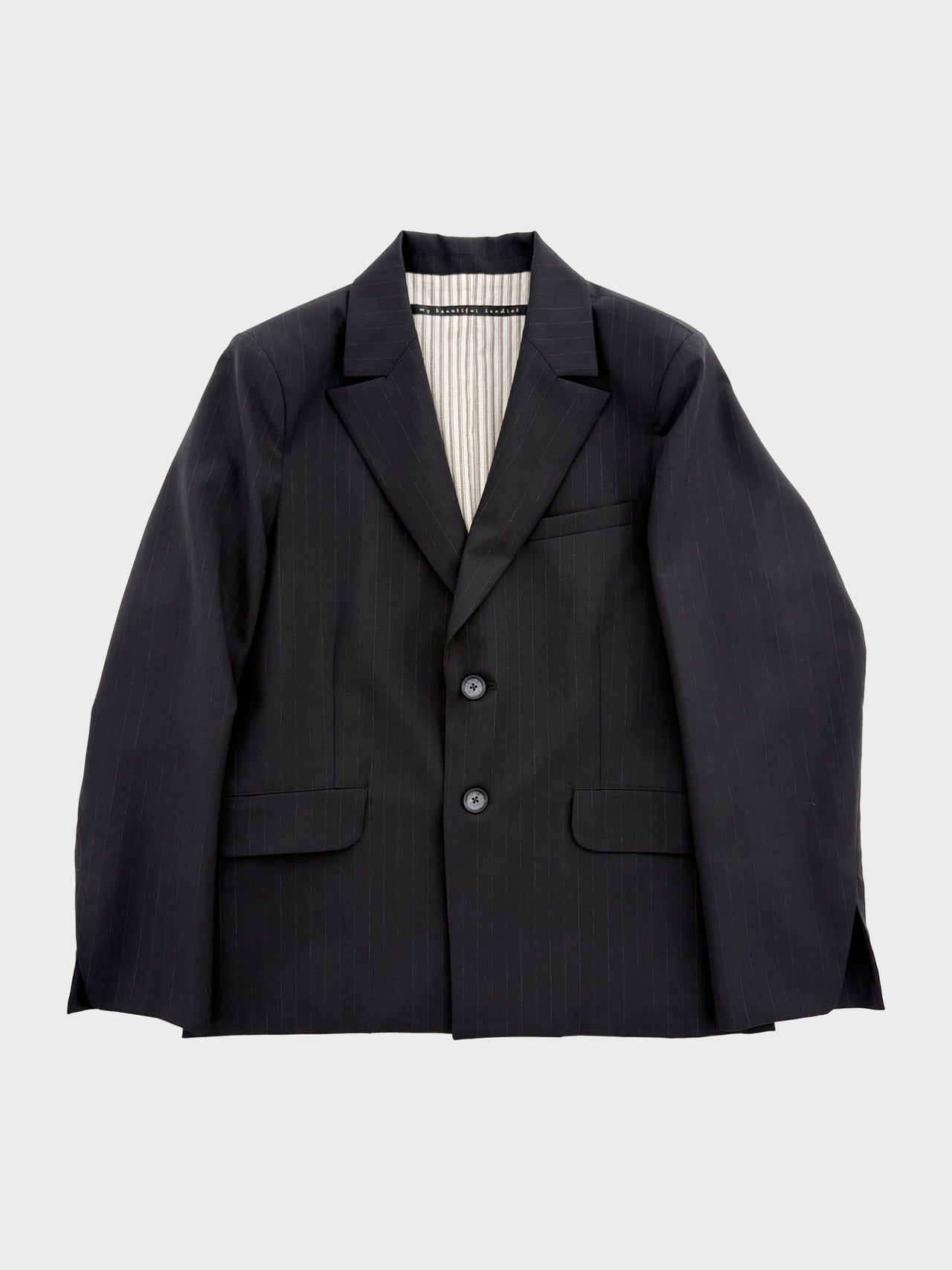 my beautiful landlet / STRIPE TAILORED JACKET (BLACK)