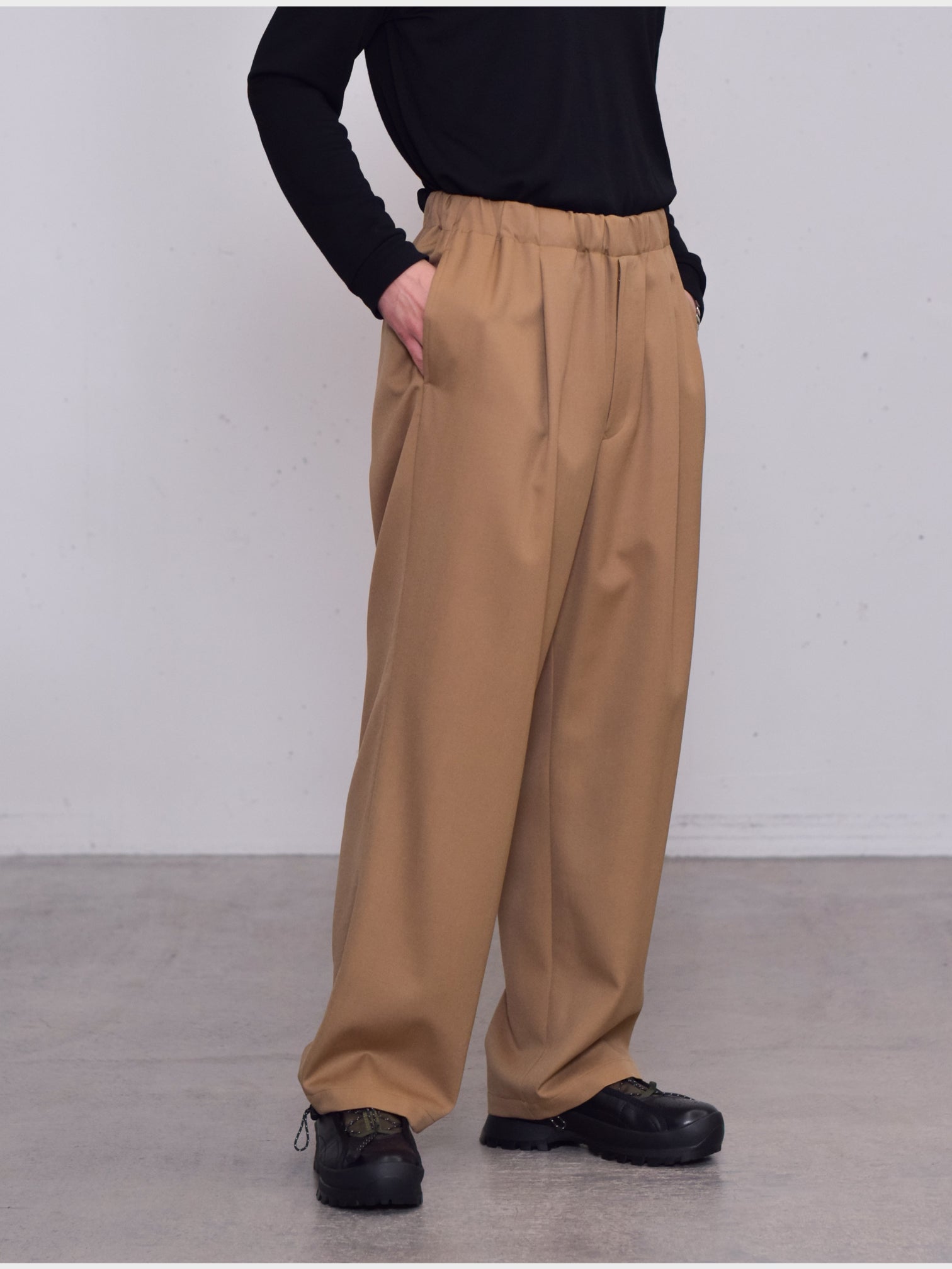 WEWILL パジャマトラウザー Wool Size1 50%OFF】WEWILL / PAJAMA TROUSERS (CAMEL)