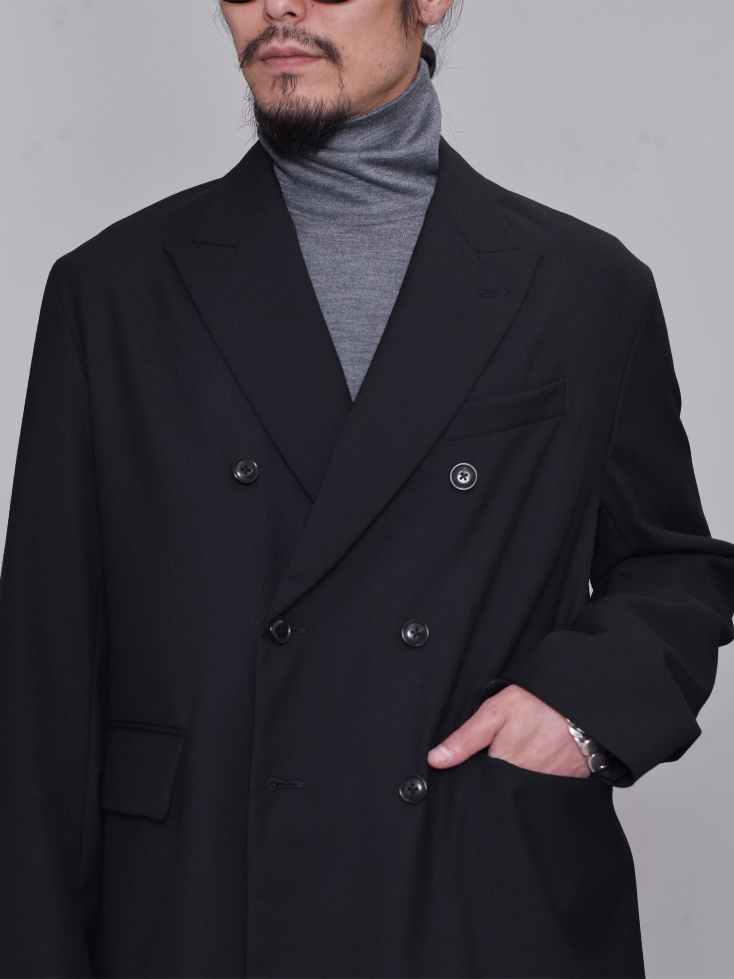 URU / DOUBLE BREASTED JACKET (BLACK)