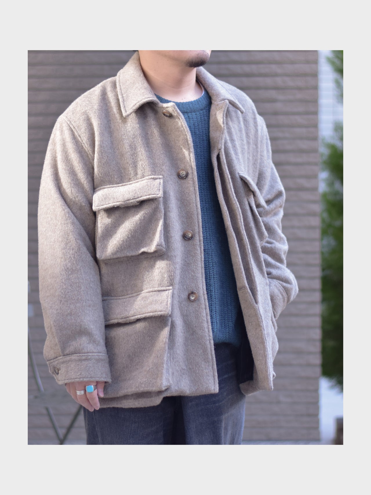 my beautiful landlet / ALPACA SHAGGY FIELD JACKET (BEIGE)