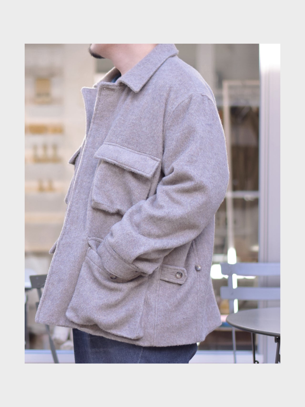 my beautiful landlet / ALPACA SHAGGY FIELD JACKET (BEIGE)