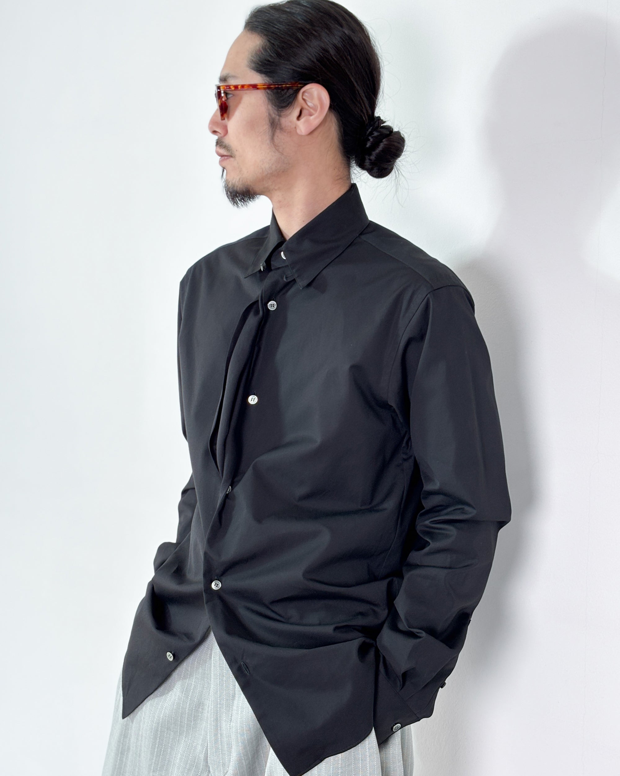 SOSHIOTSUKI / DRAPE FACING SHIRT (BLACK)