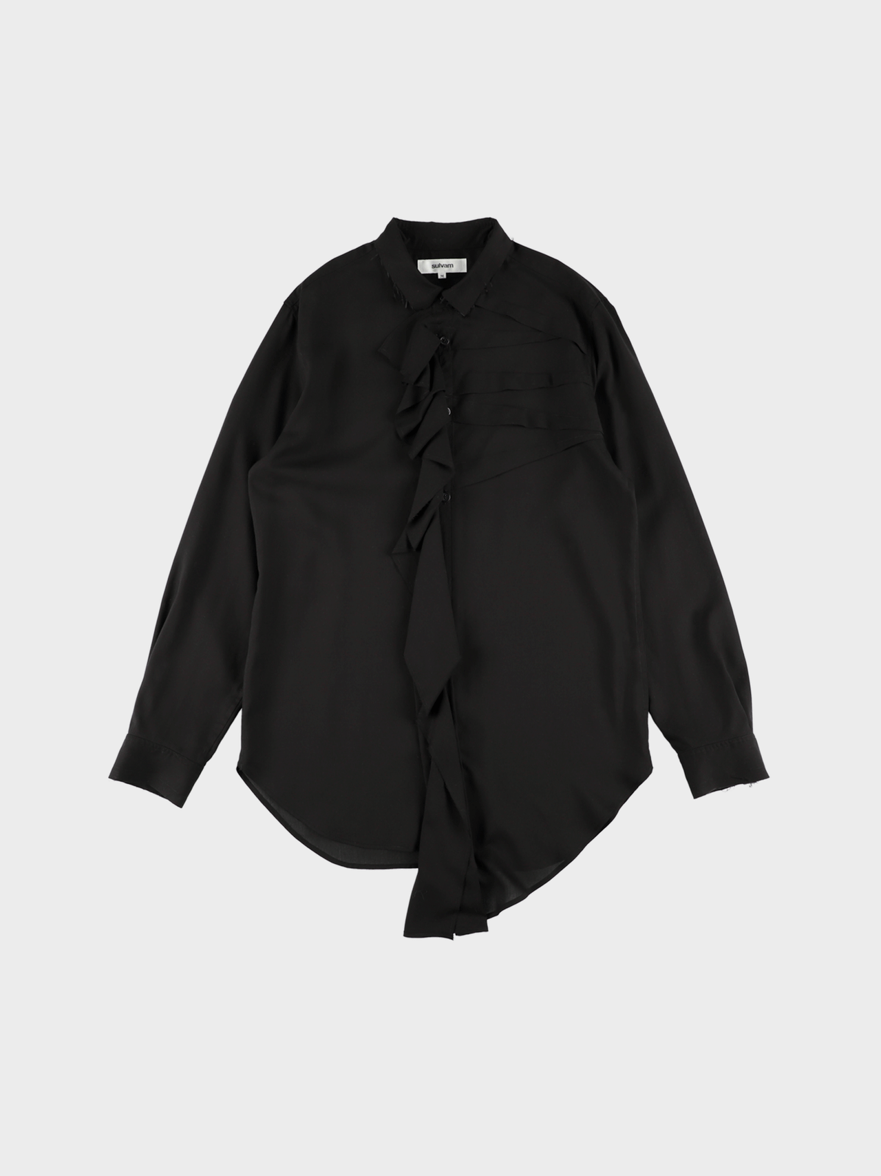 【12月20日(土)販売開始】Sulvam / TUCK RAYON SHIRT (BLACK)