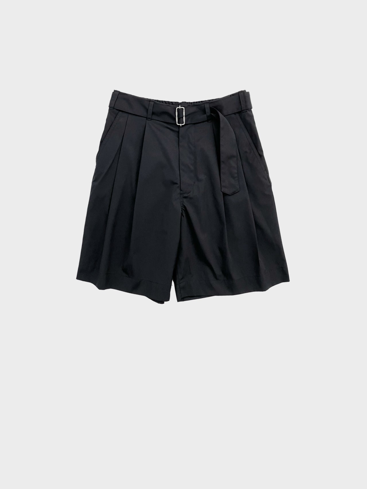 VOAAOV / TWILL BELTED SHORT PANTS (BLACK)