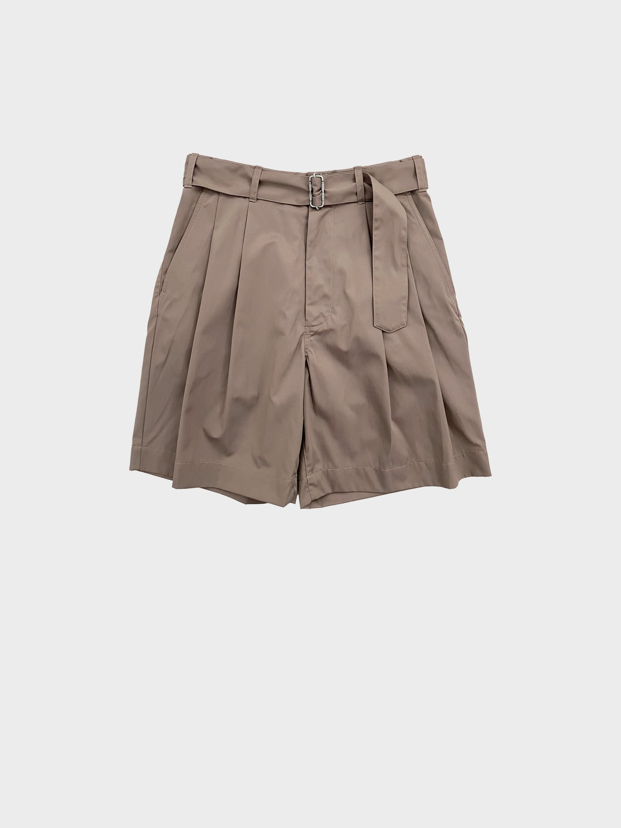 VOAAOV / TWILL BELTED SHORT PANTS (L.BROWN)