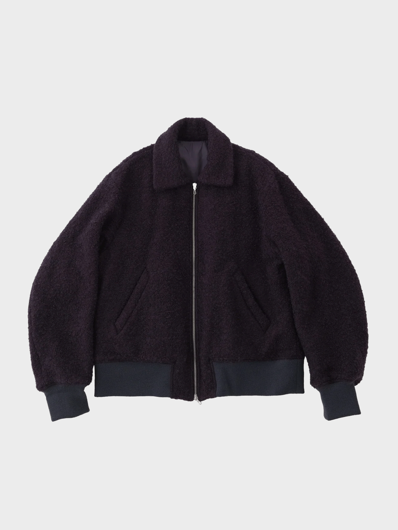 URU / WOOL BOA ZIP UP BLOUSON (BURGUNDY)