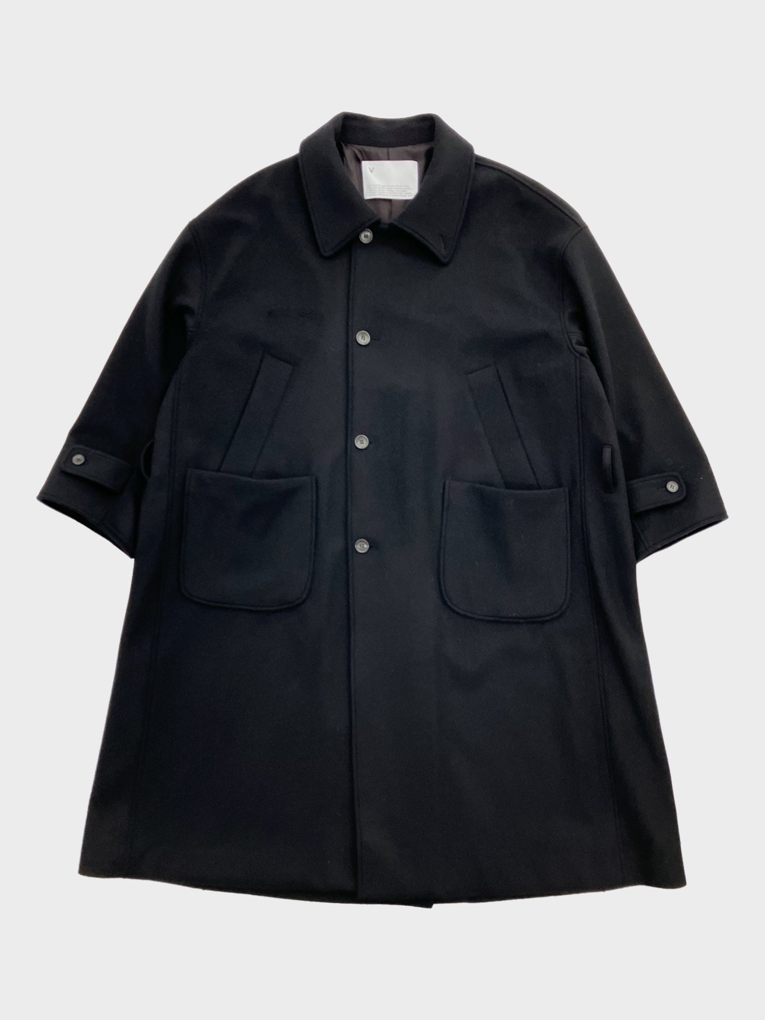 VOAAOV / WOOL BEAVER LONG COAT (BLACK)