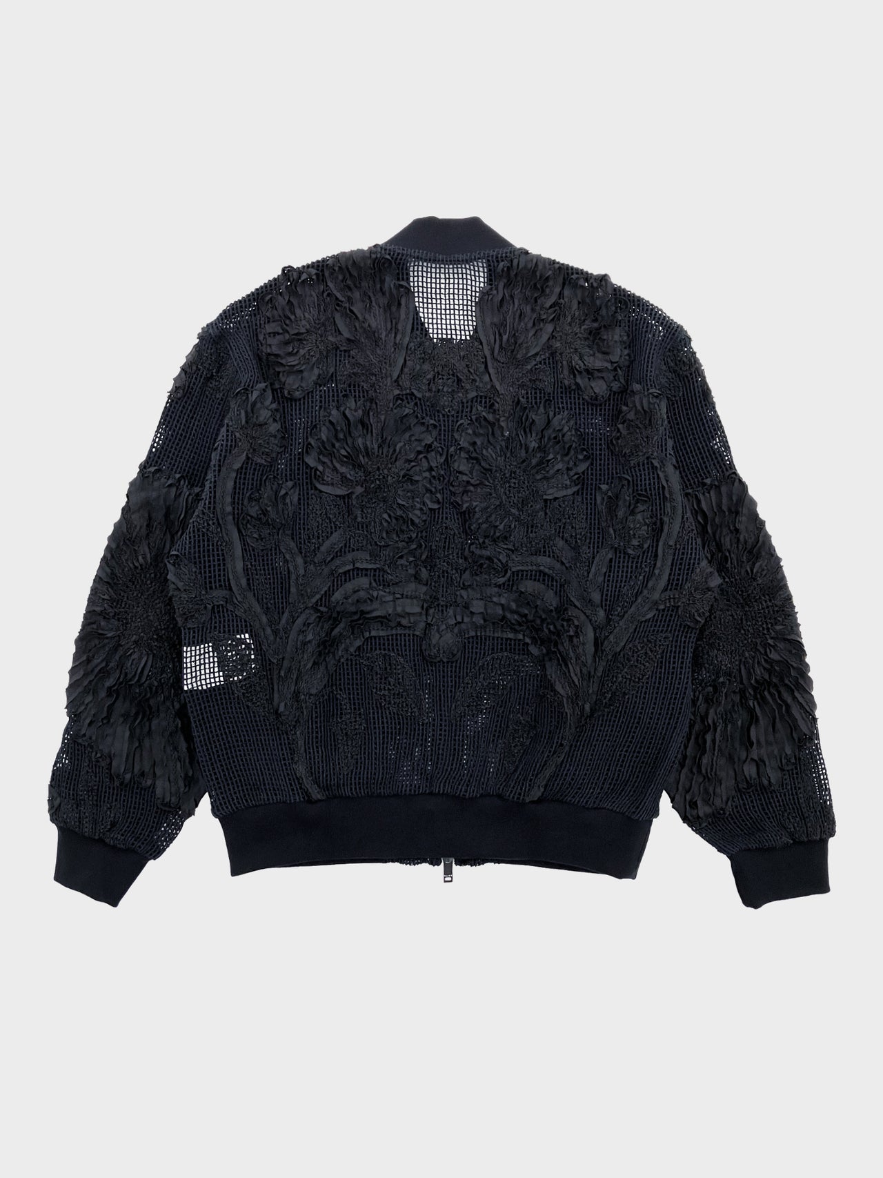 TAAKK / MESH EMBROIDERY ZIP BLOUSON (BLACK)