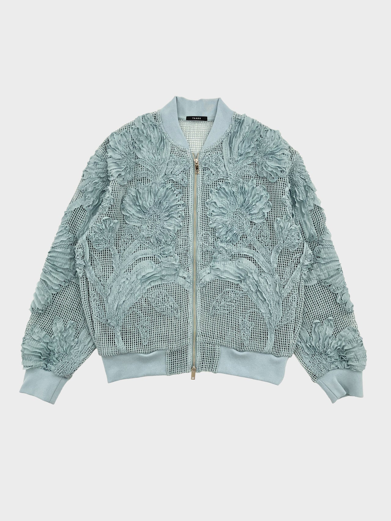 TAAKK / MESH EMBROIDERY ZIP BLOUSON (BLUE)