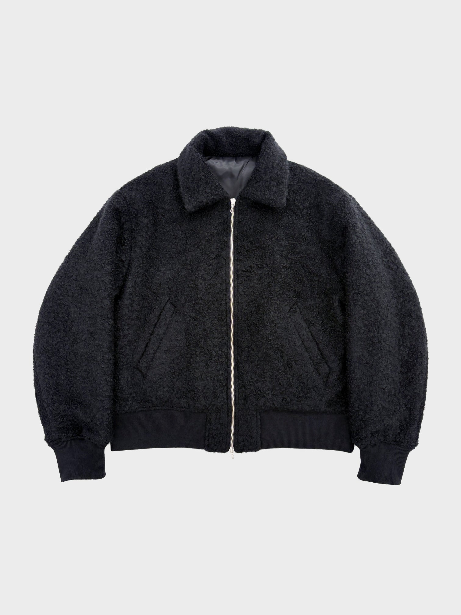 URUのボアブルゾン 16fw URU / WOOL BOA ZIP UP BLOUSON (BLACK)