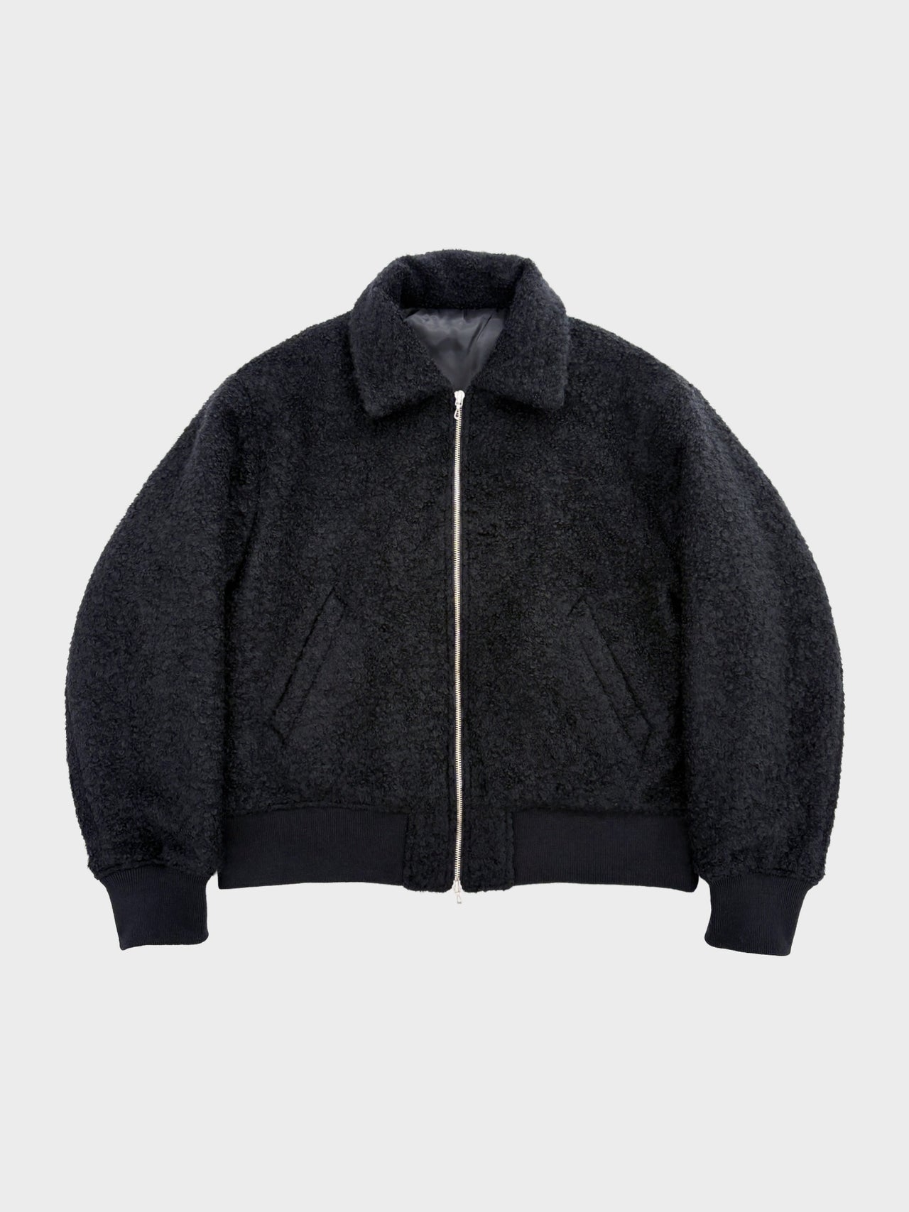 URU / WOOL BOA ZIP UP BLOUSON (BLACK)
