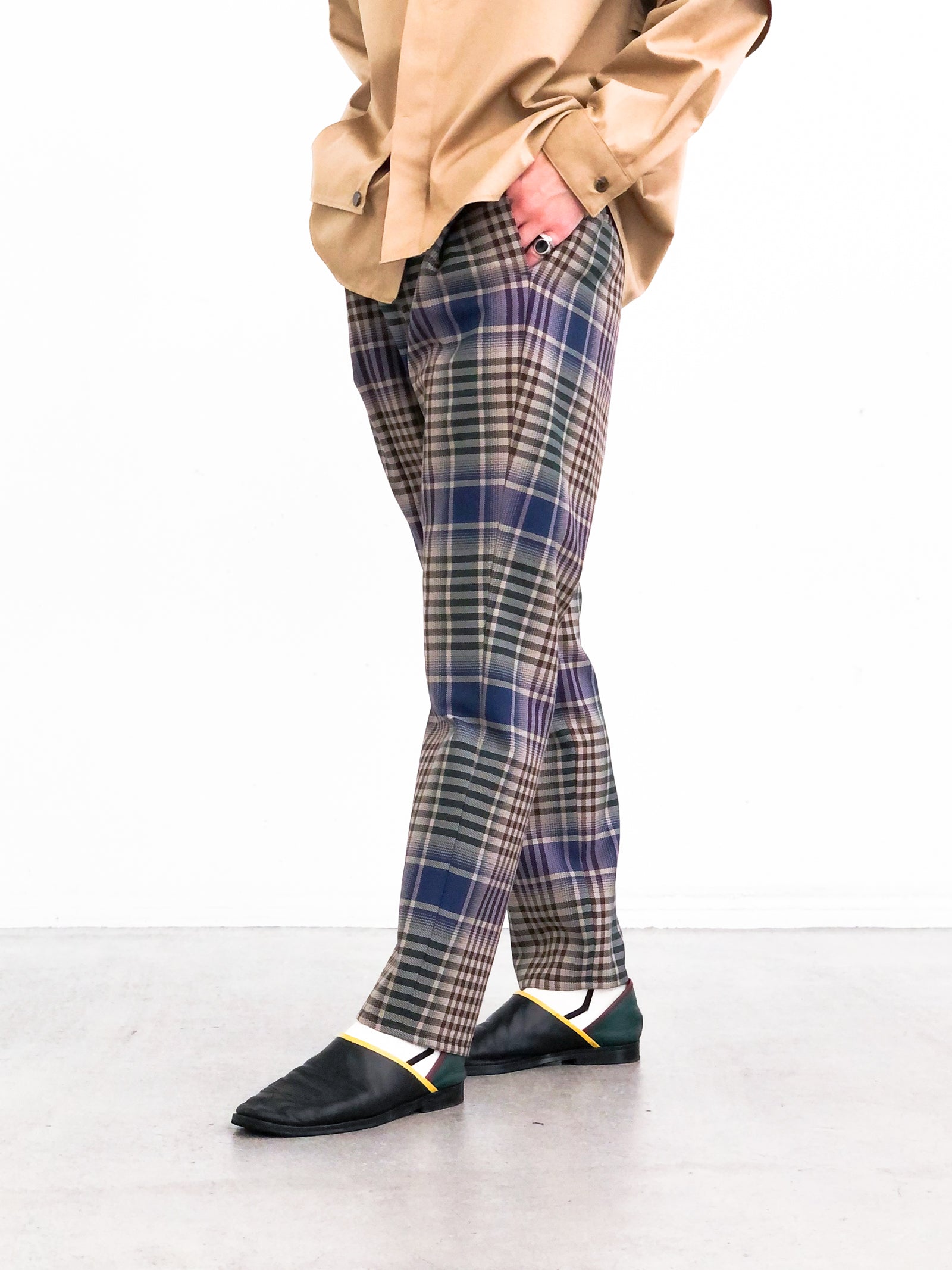 50%OFF】JieDa / CHECK TUCK SLACKS (BEIGE)