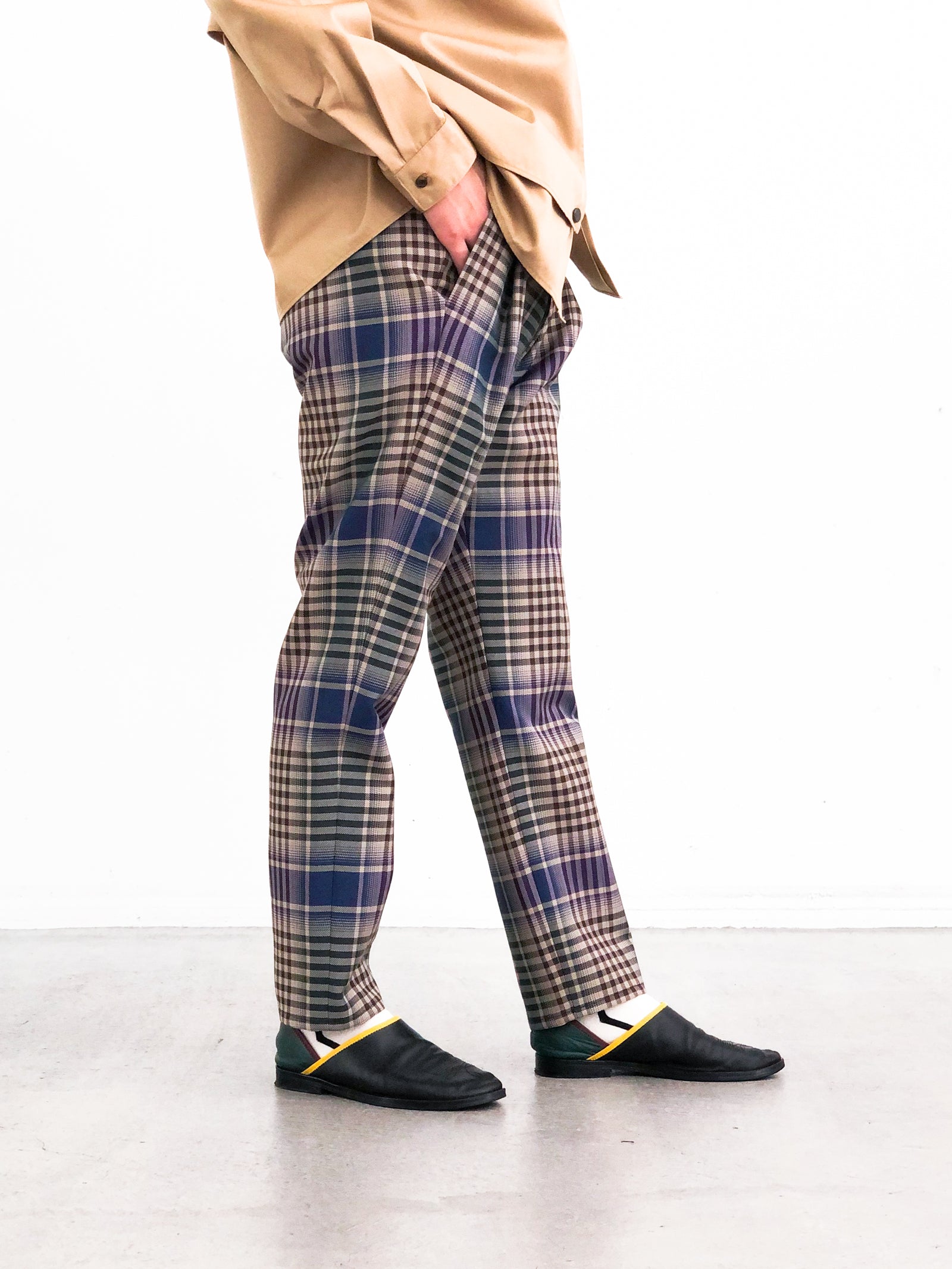 50%OFF】JieDa / CHECK TUCK SLACKS (BEIGE)