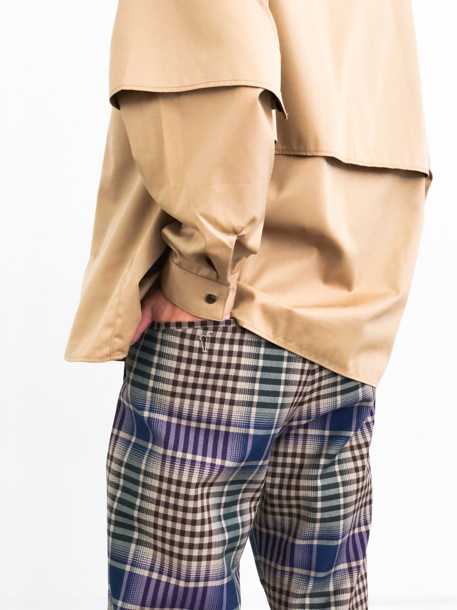 50%OFF】JieDa / CHECK TUCK SLACKS (BEIGE)